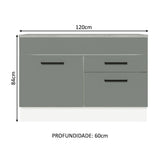 Gabinete Bajo para Tarja 120 x 60 cm 1 Puerta 2 Cajones (Con Encimera) Agata Blanco/Gris