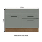 Gabinete Bajo para Fregadero con Accesorios de Cocina 120 cm 1 Puerta 2 Cajones Marrón/Gris Agata Madesa