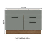 Gabinete Bajo para Fregadero con Accesorios de Cocina 120 x 60 cm 1 Puerta 2 Cajones (Con Encimera) Agata Marrón/Gris