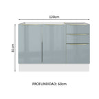 Gabinete Bajo para Fregadero con Accesorios de Cocina 120 cm 2 Puertas 3 Cajones Blanco/Gris Lux Madesa