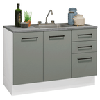 Gabinete Bajo para Fregadero con Accesorios de Cocina 120 cm 2 Puertas 3 Cajones Blanco/Gris Agata Madesa