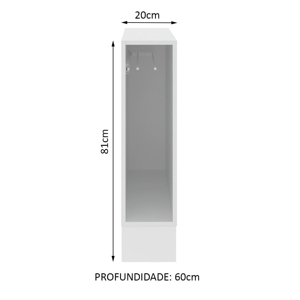 Gabinete Bajo Toallero 20 cm Sin Encimera Blanco Lux, Glamy y Agata Madesa