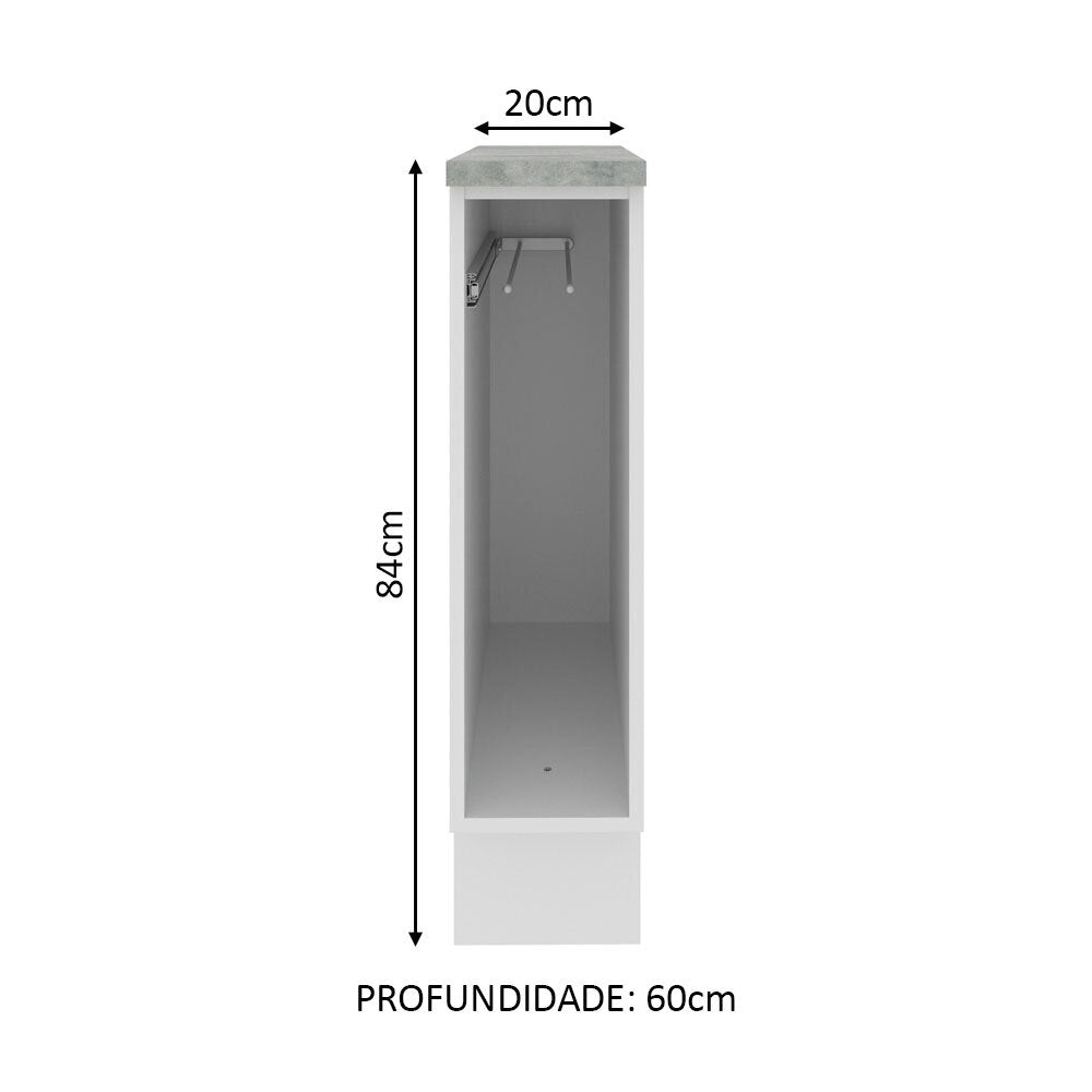 Gabinete Bajo Toallero 20 cm Blanco Lux, Glamy y Agata Madesa