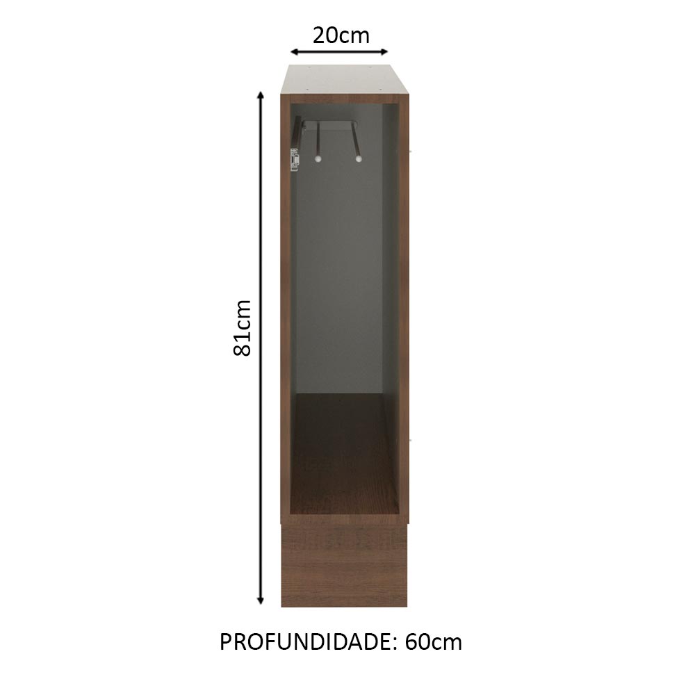 Gabinete Bajo Toallero 20 cm Sin Encimera Marrón Lux, Glamy y Agata Madesa