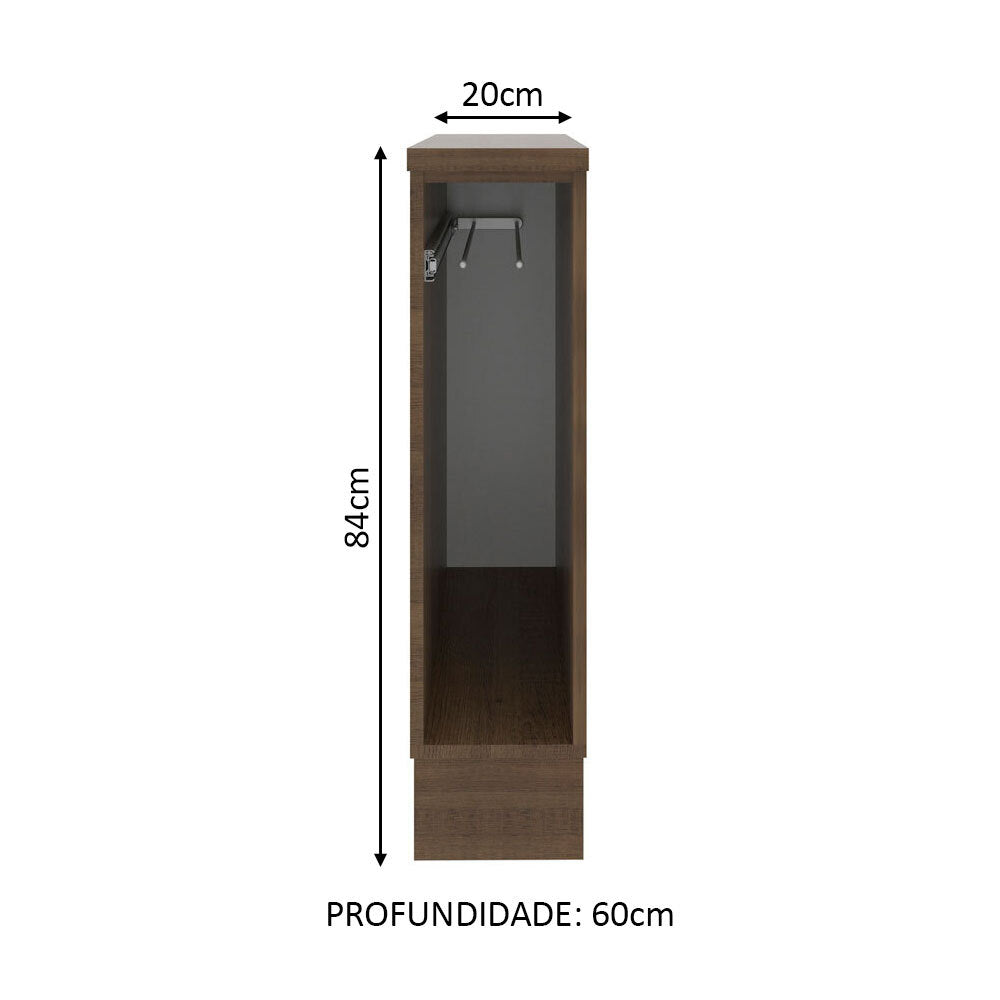 Gabinete Porta-Pano 20 x 60 cm para Cocinas Lux, Glamy, Agata (Con Encimera) Marrón