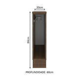 Gabinete Porta-Pano 20 x 60 cm para Cocinas Lux, Glamy, Agata (Con Encimera) Marrón