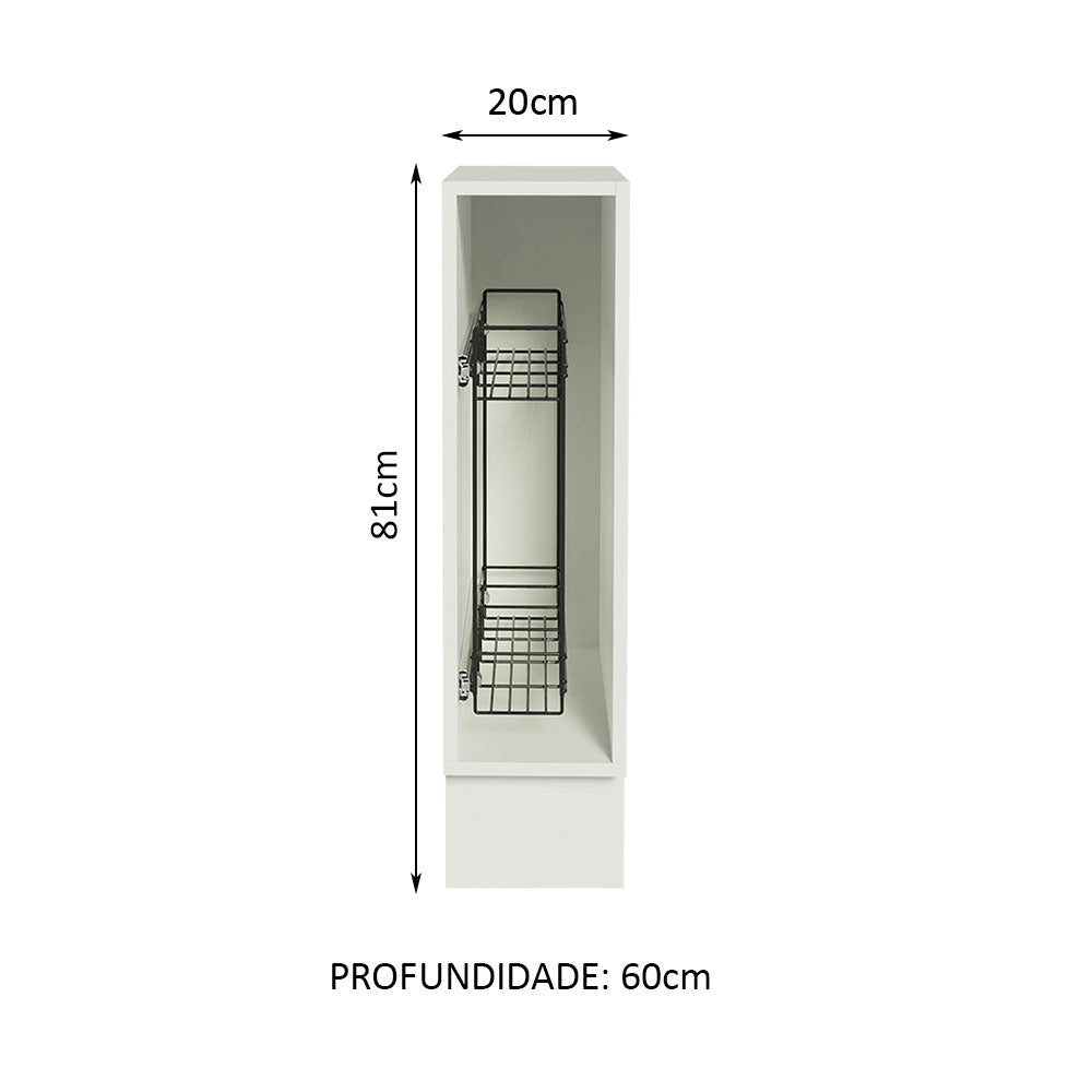 Gabinete Especiero para Cocina 20 x 60 cm (Sin Encimera) Lux, Glamy y Stella Blanco