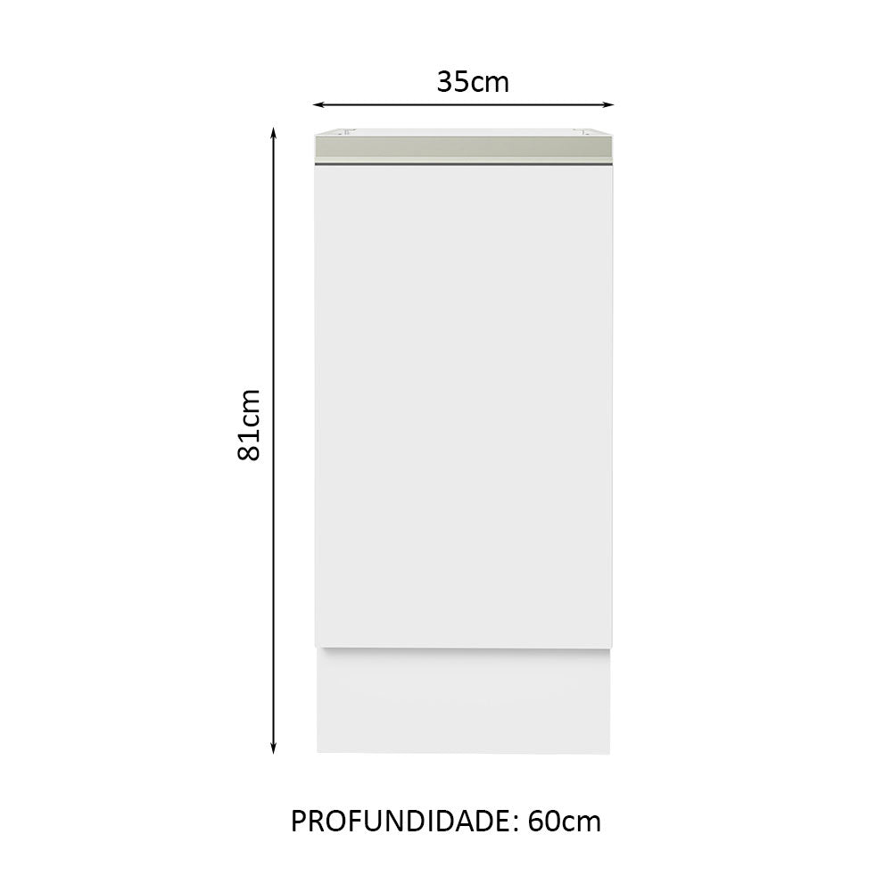 Gabinete Bajo 35 cm 1 Puerta Sin Encimera Blanco Glamy Madesa