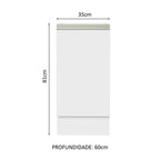Gabinete Bajo 35 cm 1 Puerta Sin Encimera Blanco Glamy Madesa