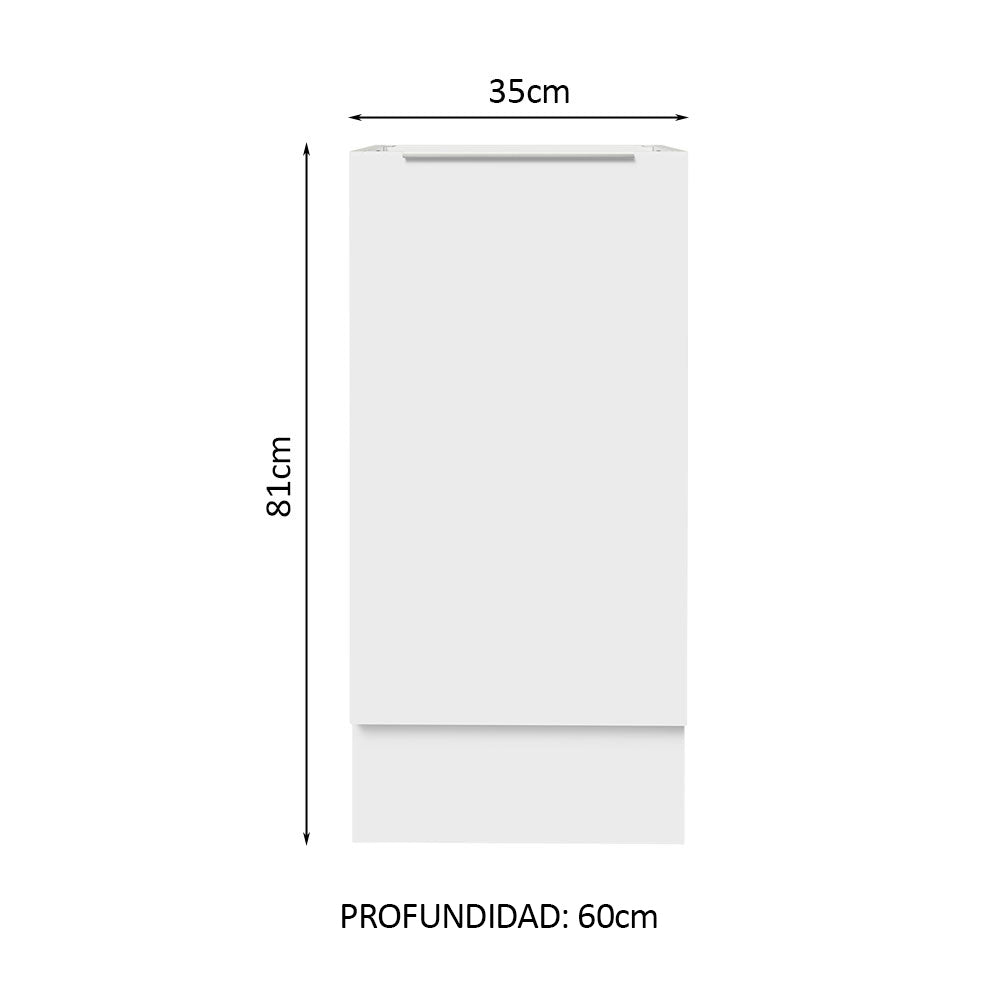 Gabinete Bajo 35 cm 1 Puerta Sin Encimera Blanco Stella Madesa