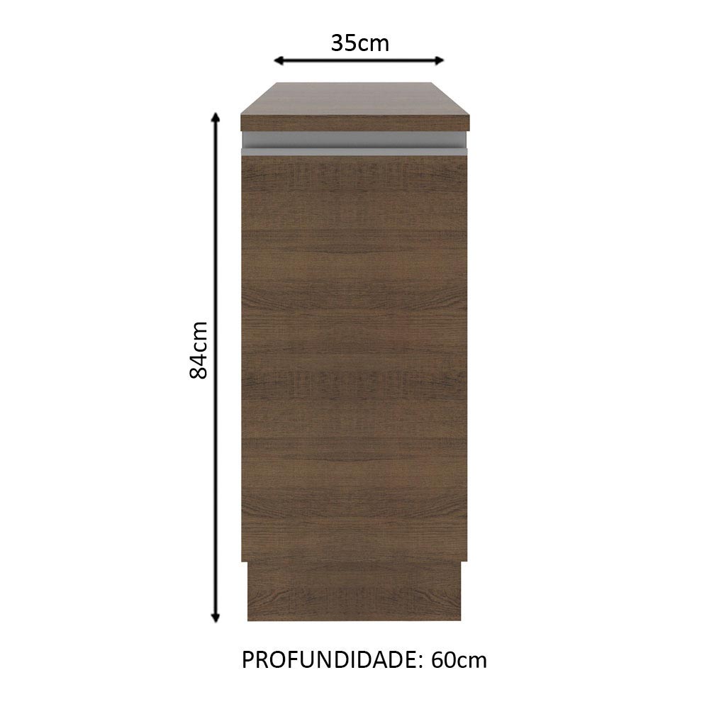 Gabinete Bajo 35 x 60 cm 1 Puerta (Con Encimera) Glamy Marrón