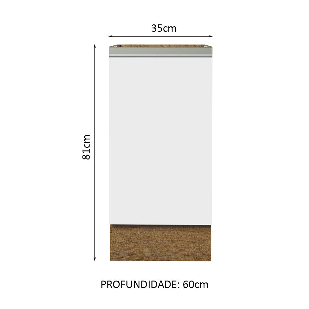 Gabinete Bajo 35 x 60 cm 1 Puerta (Sin Encimera) Glamy Marrón/Blanco