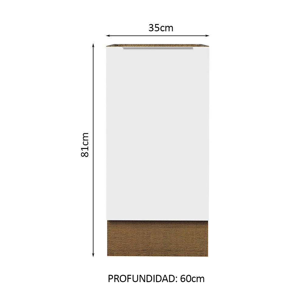 Gabinete Bajo 35 cm 1 Puerta Sin Encimera Marrón/Blanco Stella Madesa