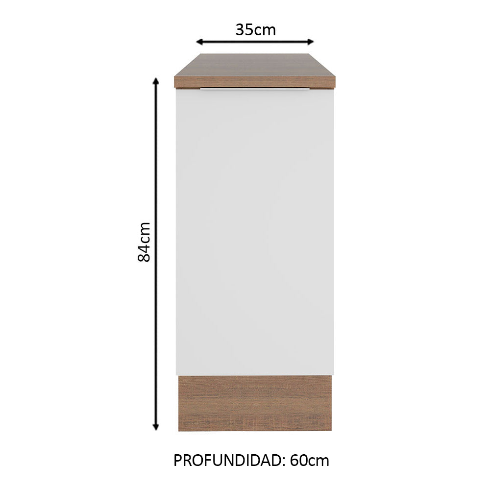 Gabinete Bajo 35 cm 1 Puerta Marrón/Blanco Stella Madesa
