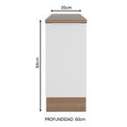 Gabinete Bajo 35 cm 1 Puerta Marrón/Blanco Stella Madesa