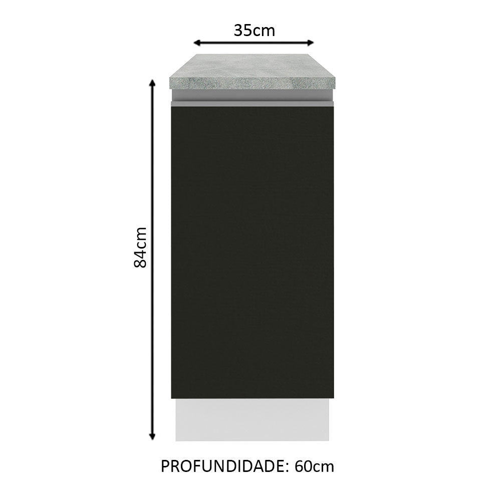 Gabinete Bajo 35 cm 1 Puerta Blanco/Negro Glamy Madesa