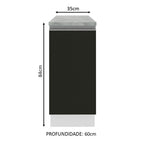 Gabinete Bajo 35 cm 1 Puerta Blanco/Negro Glamy Madesa