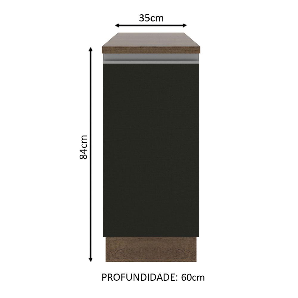 Gabinete Bajo 35 cm 1 Puerta Marrón/Negro Glamy Madesa