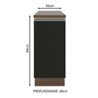Gabinete Bajo 35 cm 1 Puerta Marrón/Negro Glamy Madesa