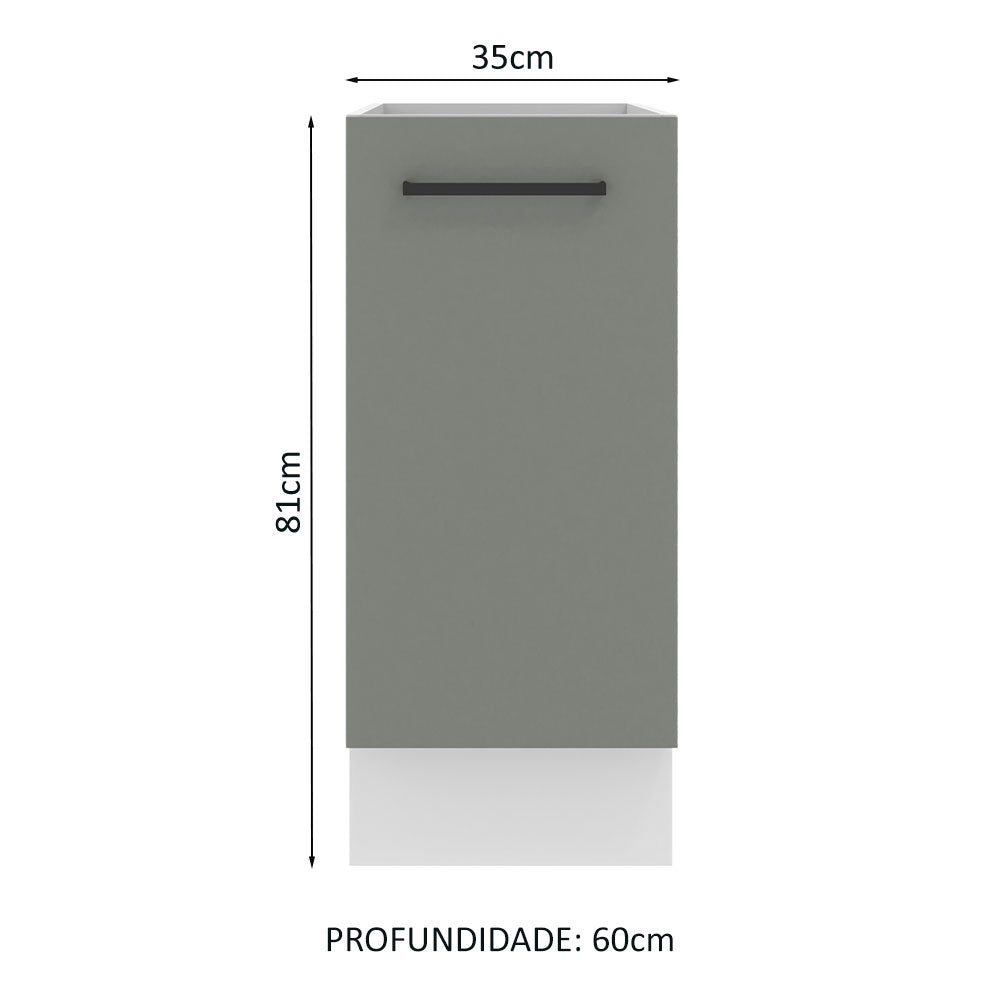 Gabinete Bajo 35 x 60 cm 1 Puerta (Sin Encimera) Agata Blanco/Gris