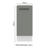 Gabinete Bajo 35 x 60 cm 1 Puerta (Sin Encimera) Agata Blanco/Gris