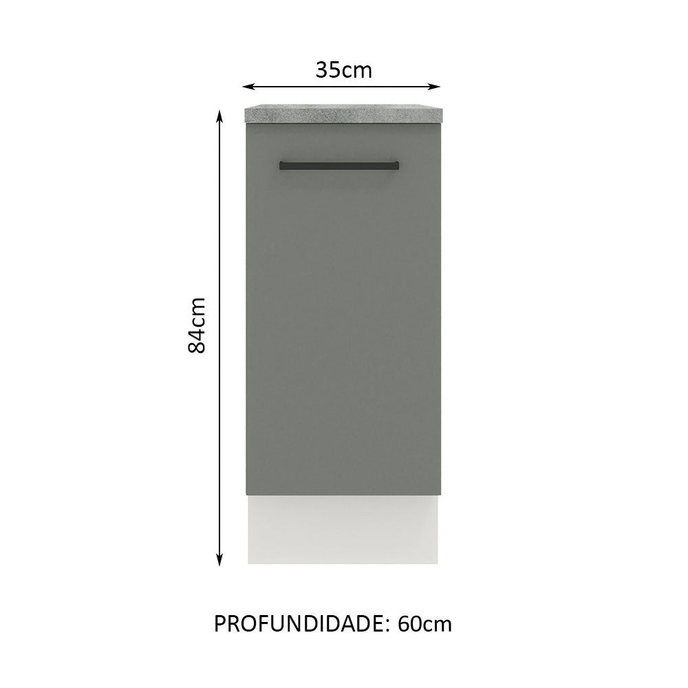 Gabinete Bajo 35 x 60 cm 1 Puerta (Con Encimera) Agata Blanco/Gris