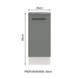 Gabinete Bajo 35 x 60 cm 1 Puerta (Con Encimera) Agata Blanco/Gris