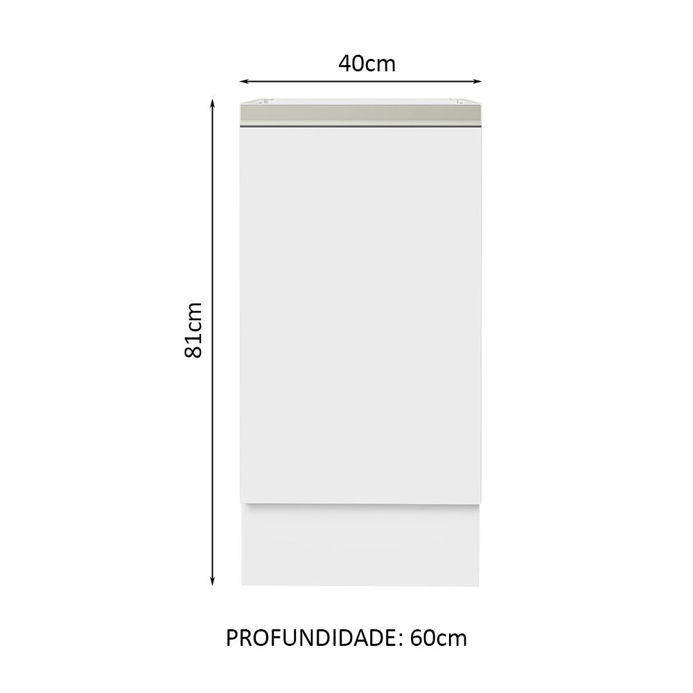 Gabinete Bajo 40 cm 1 Puerta Sin Encimera Blanco Glamy Madesa