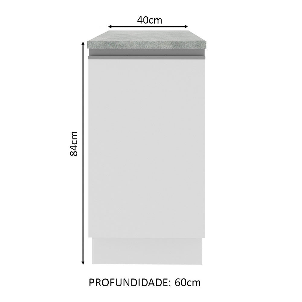 Gabinete Bajo 40 x 60 cm 1 Puerta (Con Encimera) Glamy Blanco