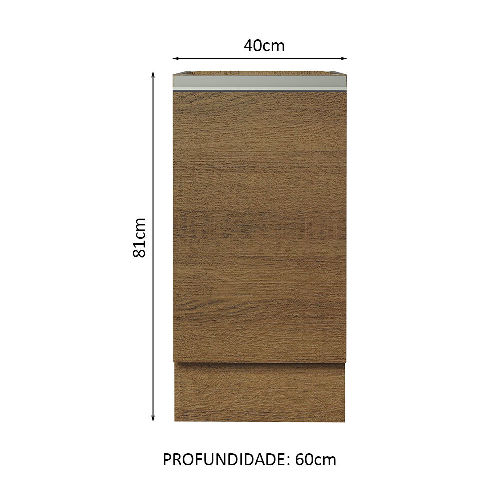 Gabinete Bajo 40 cm 1 Puerta Sin Encimera Marrón Glamy Madesa