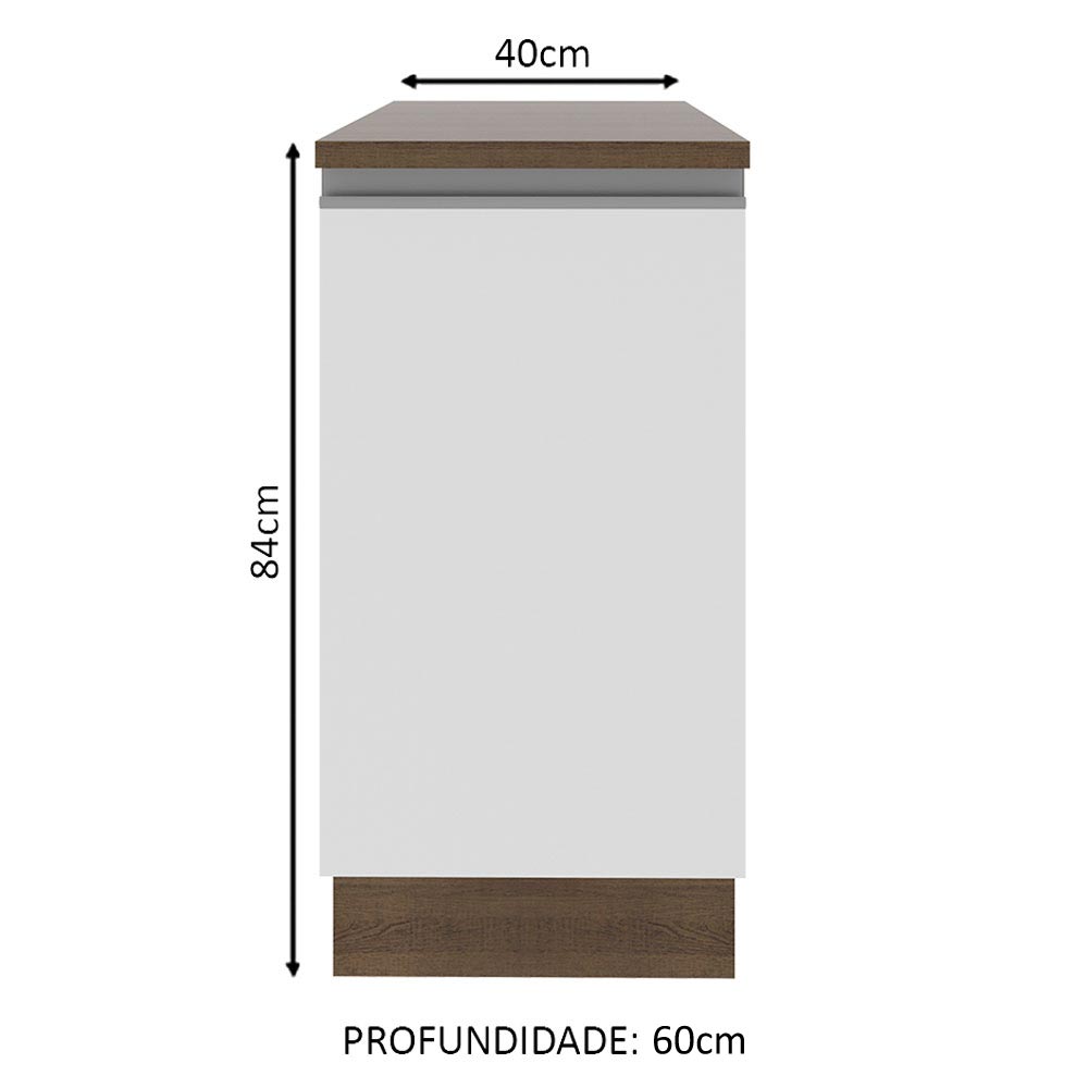 Gabinete Bajo 40 x 60 cm 1 Puerta (Con Encimera) Glamy Marrón/Blanco