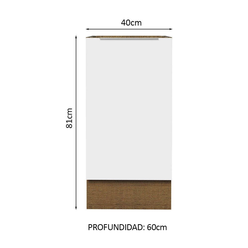 Gabinete Bajo 40 cm 1 Puerta Sin Encimera Marrón/Blanco Stella Madesa