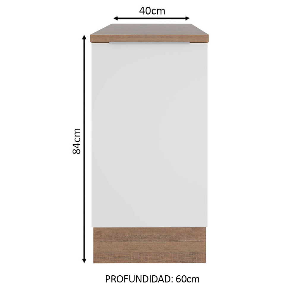 Gabinete Bajo 40 cm 1 Puerta Marrón/Blanco Stella Madesa
