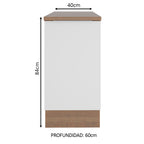Gabinete Bajo 40 cm 1 Puerta Marrón/Blanco Stella Madesa
