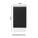 Gabinete Bajo 40 cm 1 Puerta Sin Encimera Blanco/Negro Glamy Madesa