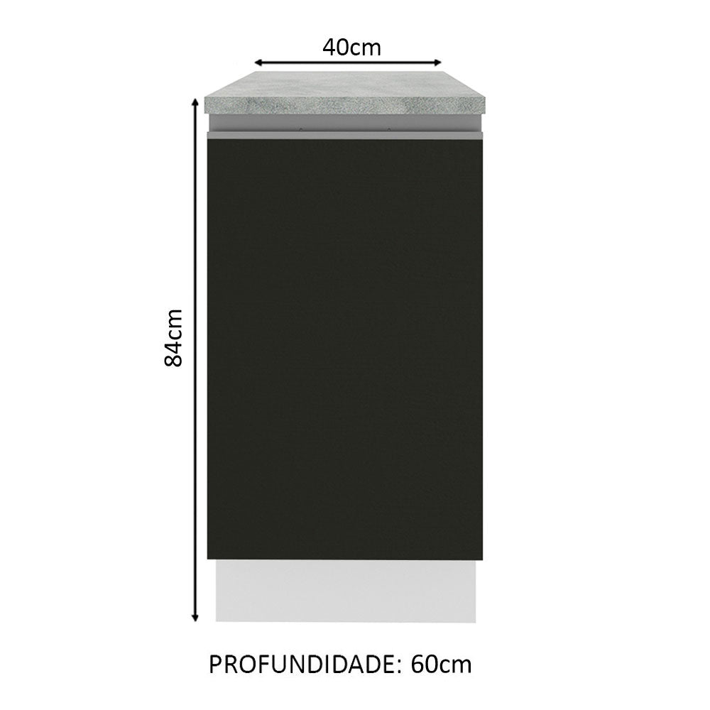 Gabinete Bajo 40 cm 1 Puerta Blanco/Negro Glamy Madesa