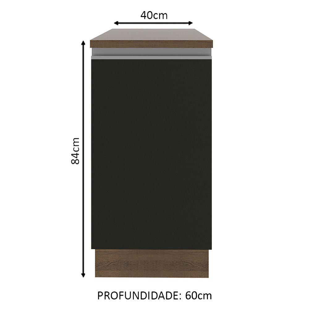 Gabinete Bajo 40 cm 1 Puerta Marrón/Negro Glamy Madesa