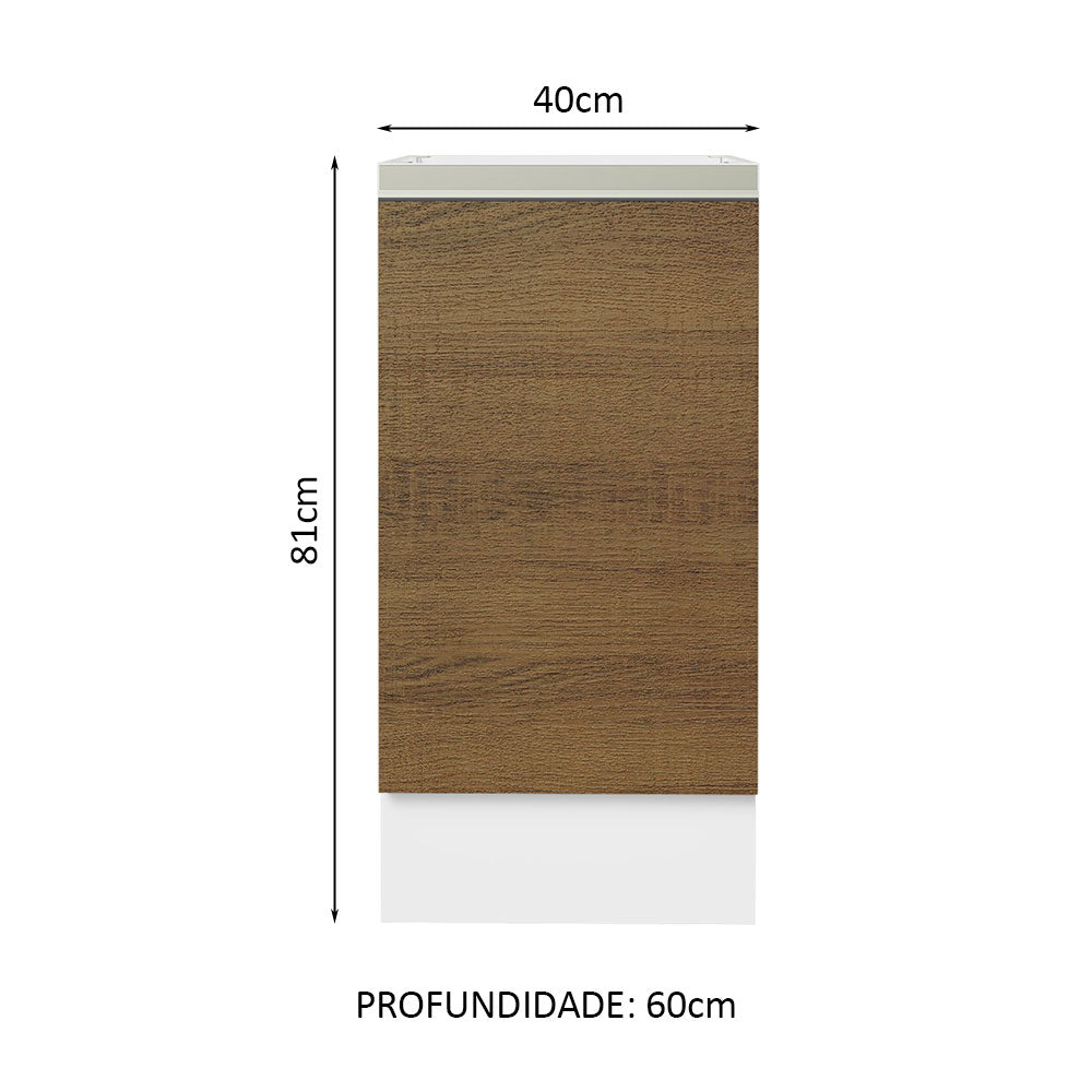 Gabinete Bajo 40 cm 1 Puerta Sin Encimera Blanco/Marrón Glamy Madesa