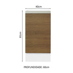 Gabinete Bajo 40 cm 1 Puerta Sin Encimera Blanco/Marrón Glamy Madesa