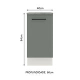 Gabinete Bajo 40 x 60 cm 1 Puerta (Con Encimera) Agata Blanco/Gris