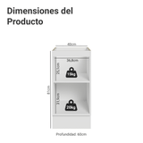 Gabinete Bajo de Cocina 40 x 60 cm 1 Puerta (Sin encimera) Blanco/Gris Vik Madesa