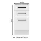 Gabinete Bajo 40 cm 3 Cajones Sin Encimera Blanco Agata Madesa