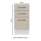 Gabinete Bajo 40 cm 3 Cajones Sin Encimera Blanco/Crema Agata Madesa