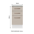 Gabinete Bajo 40 cm 3 Cajones Blanco/Crema Agata Madesa