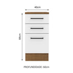 Gabinete Bajo 40 cm 3 Cajones Marrón/Blanco Agata Madesa