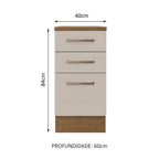 Gabinete Bajo 40 cm 3 Cajones Marrón/Crema Agata Madesa