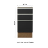 Gabinete Bajo 40 x 60 cm 3 Cajones (Sin Encimera) Glamy Marrón/Negro