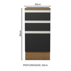 Gabinete Bajo 40 cm 3 Cajones Marrón/Negro Glamy Madesa