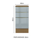 Gabinete Bajo 40 cm 3 Cajones Marrón/Gris Lux Madesa
