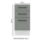 Gabinete Bajo 40 cm 3 Cajones Sin Encimera Blanco/Gris Agata Madesa